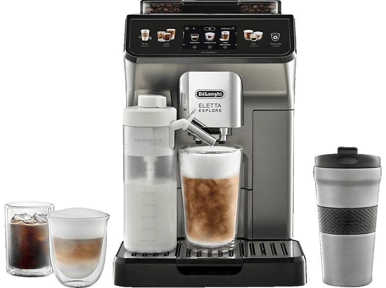 DELONGHI Eletta Explore Cold Brew ECAM450.86.T - über 50 heiße und kalte Rezepte, 4 Benutzerprofile, einfache Bedienung, Kaffeevollautomat Titan - Image 1