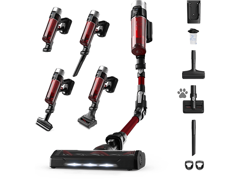 Aspirador escoba - Rowenta RH2079 X-Force Flex 9.60 Animal Care, 200 W, 0.4 L, 45 min, Tecno.Ciclónica, 3 modos, Ultraligera, Especial Mascotas, Roja - Image 1