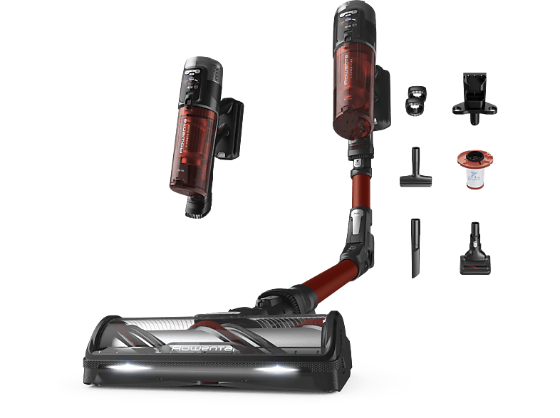 Aspirador escoba - Rowenta RH9A73 X - Force Flex 13.60 Animal Care, 380 W, 0.65 L, 60 min, Sin cables, Multisuperficie, Especial mascotas, Rojo - Image 1