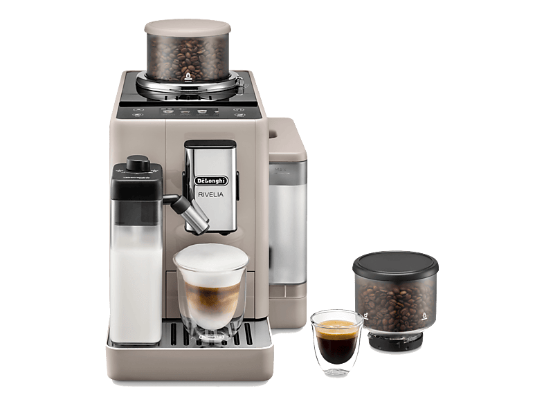 Cafetera superautomática - De'Longhi Rivelia EXAM440.55.BG, 1450W, 19bar, Molinillo integrado,LatteCremaHot, Depósito leche, Táctil, 16 recetas, Beige - Image 1