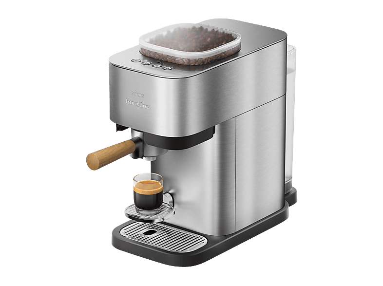 PHILIPS BA500/00 Baristina Plus integriertem Mahlwerk, Espressomaschine Edelstahl/Eschenholz - Image 1