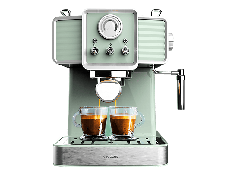 Cafetera express - Cecotec Power Espresso 20 Tradizionale, 20 Bares, Manómetro PressurePro, Vaporizador orientable, Thermoblock, Diseño vintage, Verde - Image 1