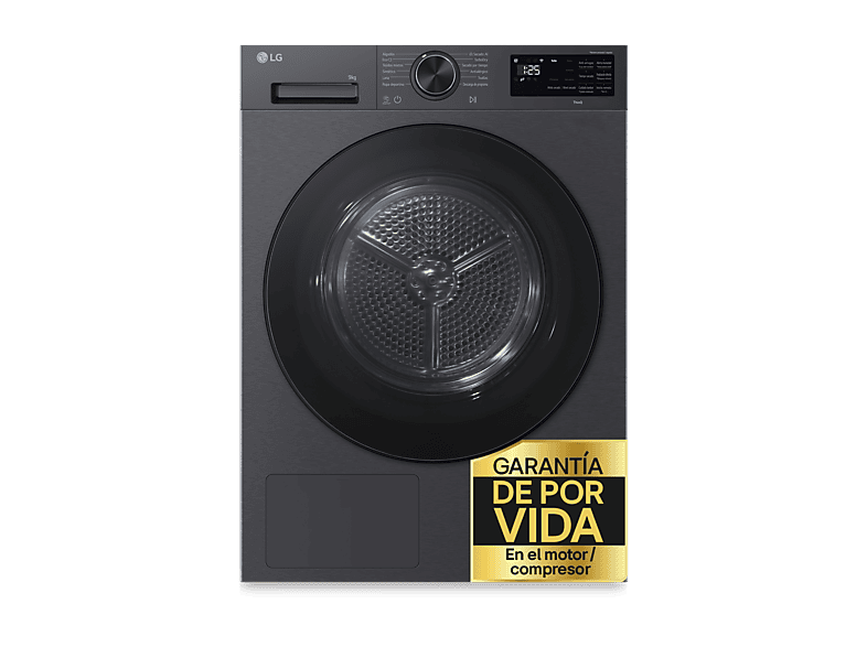 Secadora bomba de calor - LG RHX5009TBB, 9 kg, 12 programas, AI DUAL Inverter™, ThinQ™, Acero Grafito Mate Antihuellas - Image 1
