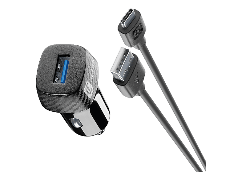 Cargador coche - CellularLine Car Charger Kt 18W, Carga rápida, Universal, Negro - Image 1