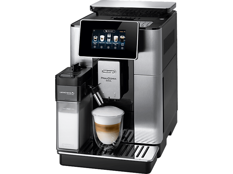 DELONGHI PrimaDonna Soul ECAM610.75.MB - 21 Rezepte, 5 Profile, cremiger Milchschaum, einfache Bedienung, Kaffeevollautomat Edelstahl/Schwarz - Image 1