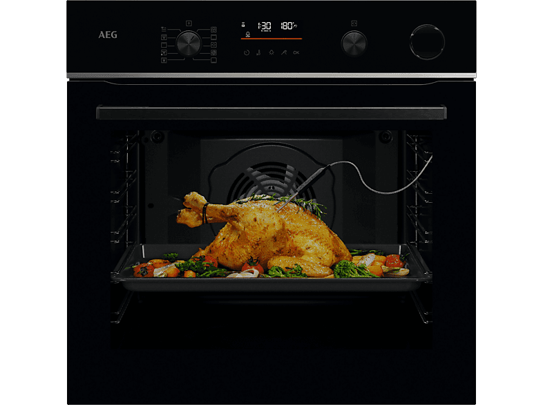 Horno a vapor - AEG Serie 6000 V7PBR521SB, Integrable, Pirolítico, 72 l, 596 mm, Negro - Image 1