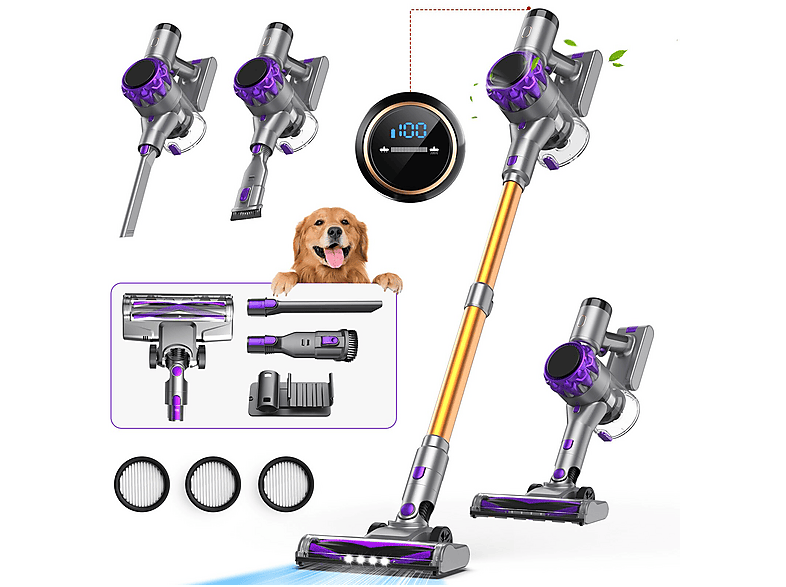 Aspirador escoba - INSE S3P, 300 W, Potencia de succión 55 kPa, Depósito 0,8 l, morado - Image 1