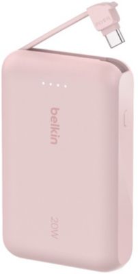Batterie externe BELKIN 10000 mAh avec cable USB-C intégre pink - Image 1