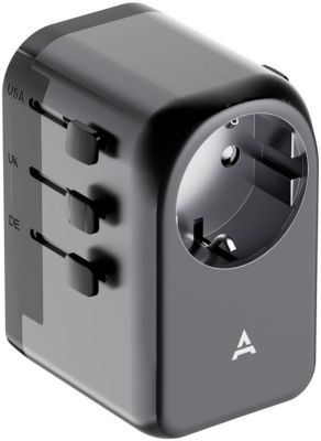 Adaptateur de voyage ADEQWAT 65W universel EU UK US ASIE + Sacoche ADEQWAT à bandoulière 12h noir + Coussin de voyage ADEQWAT ergonomique à mémoire de forme - Image 1