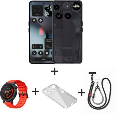 Smartphone NOTHING Pack Phone 3 Noir 256Go + Watch 3 Pro Orange + Coque + Tour de cou - Image 1