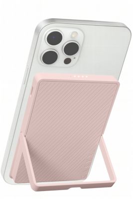 Batterie externe CASYX 5000 mAh Qi2 MagSafe avec bequille rose - Image 1