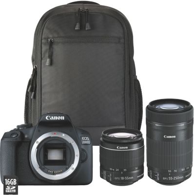 Appareil photo Reflex CANON EOS 2000D+18-55mm+55-250mm+Etui+16Go - Image 1