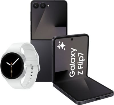 Smartphone SAMSUNG Pack ZFlip7 Noir 256Go+GW8 40mmBT Blanc - Image 1