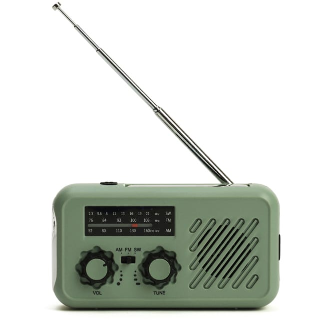 Radio portable avec lampe torche batterie rechargeable USB solaire et dynamo - Image 1