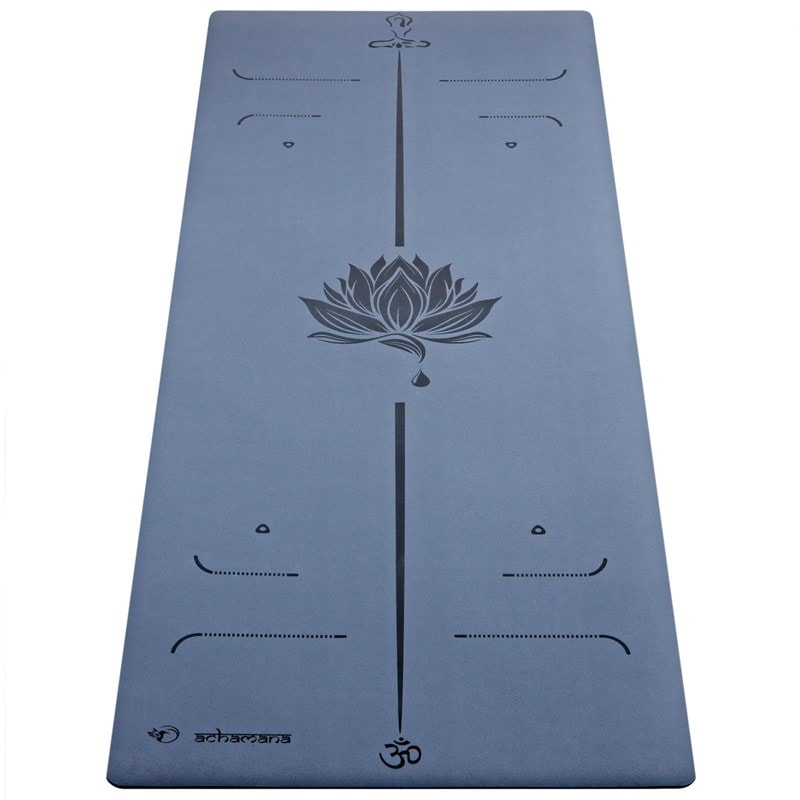 Tapis de yoga épais pu 6mm lotus bleu - Image 1