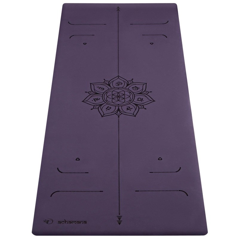 Tapis yoga épais pu 6mm chakras violet - Image 1