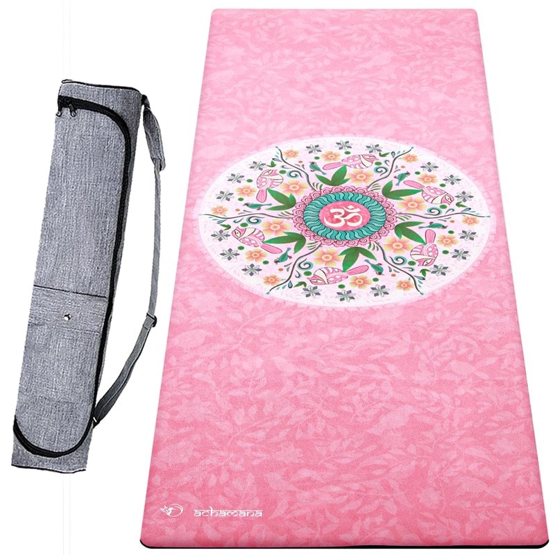 Tapis de yoga 6mm mandala rose + sac - Image 1