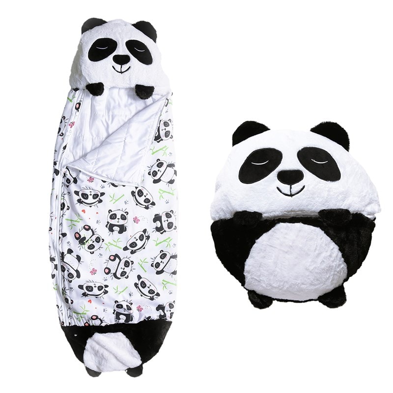 Sac de couchage convertible en coussin, pour enfants, ourson panda. - Image 1