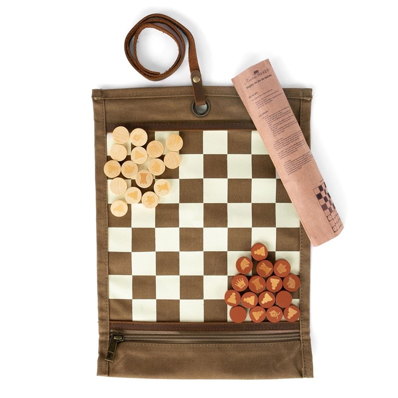 Jeu d'échec & dames pliable havane - Image 1
