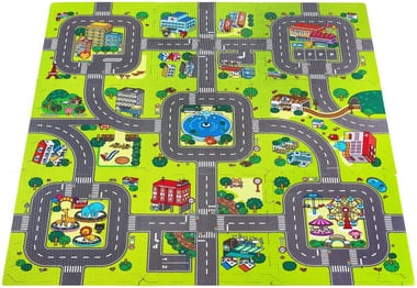 Tapis d'eveil Tapis Puzzle Bébé 90*90 - Tapis de Jeu 9 Pièces en Mousse EVA - Circuit Voiture - Image 1