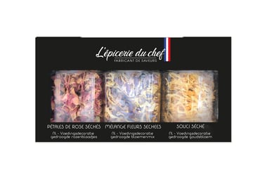 Coffret 3 mini pots fleurs séchées comestibles L'épicerie du chef - 9,5 g - Image 1