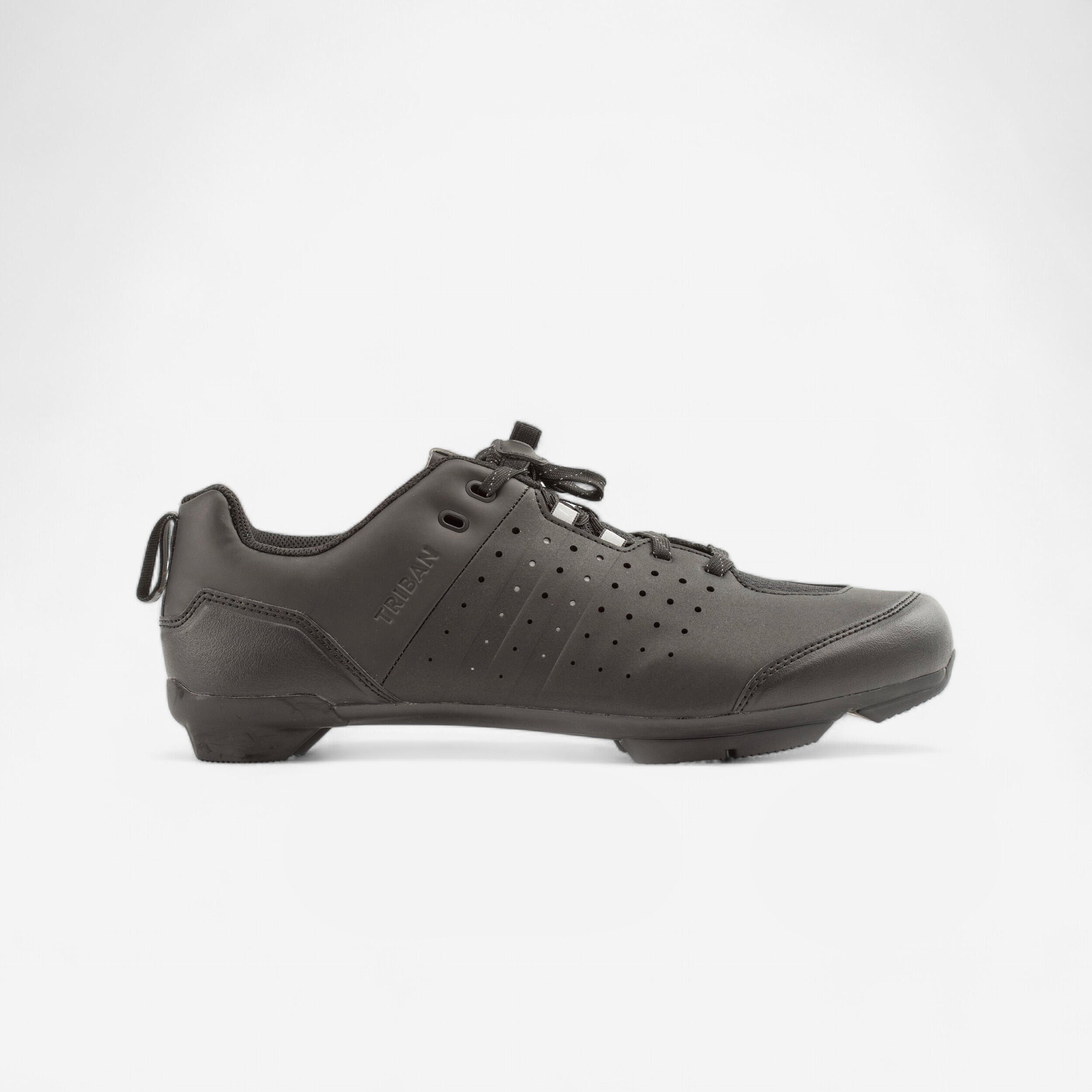 Chaussures velo a lacets spd gravel 500 noire - Image 1