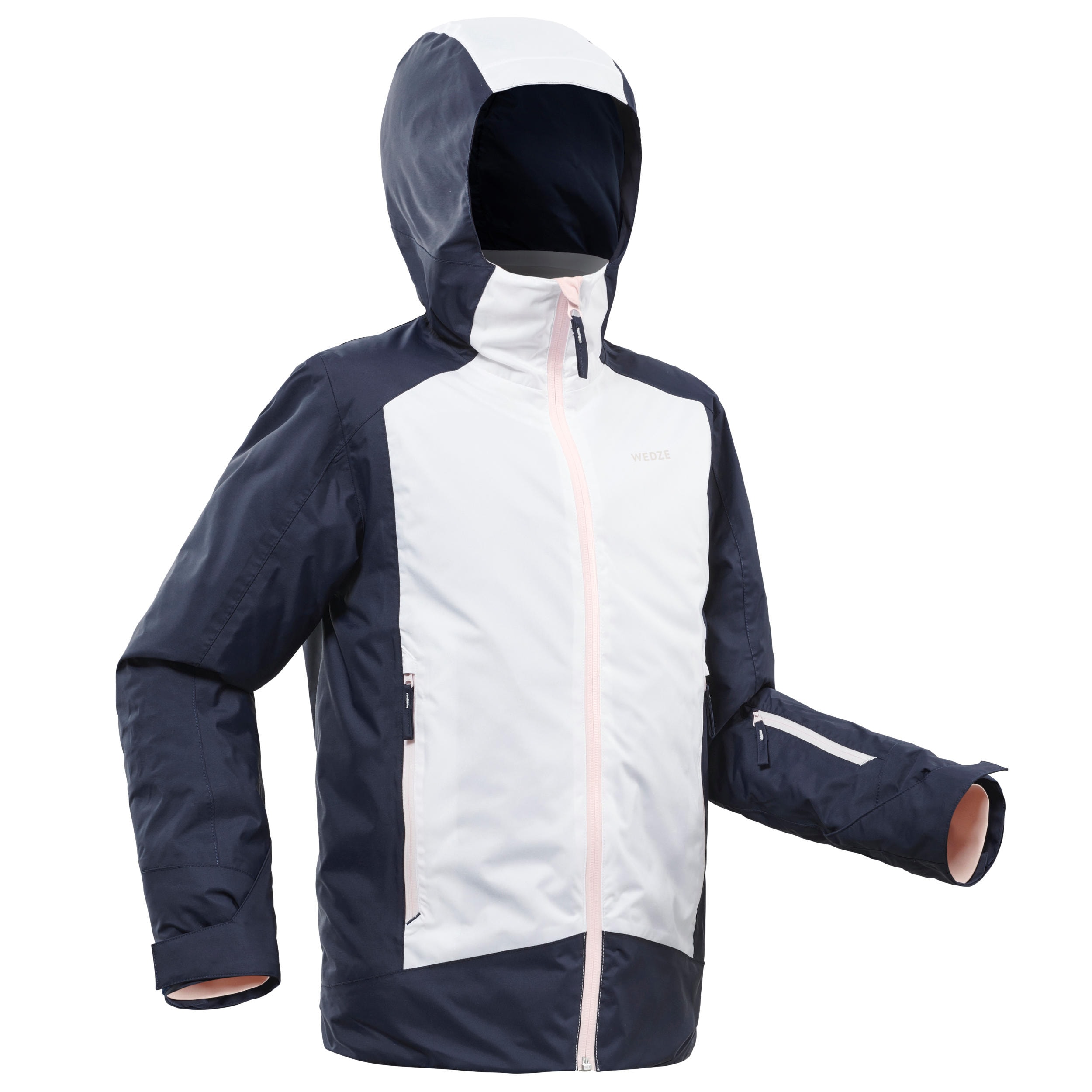 VESTE DE SKI ENFANT CHAUDE ET IMPERMEABLE - 500 BLANCHE ET BLEUE - Image 1