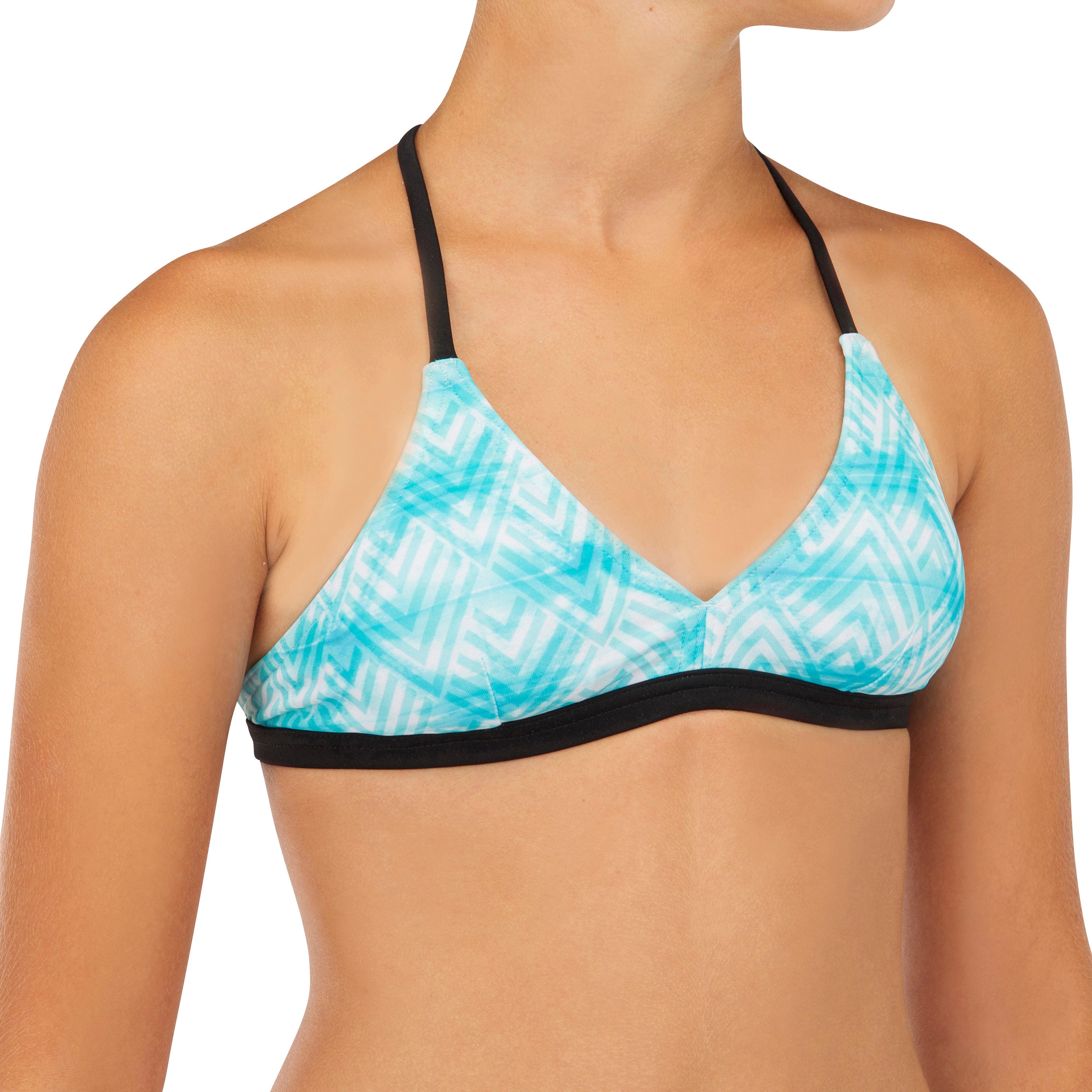 HAUT DE MAILLOT DE BAIN SURF FILLE TRIANGLE TURQUOISE BETTY 500 - Image 1