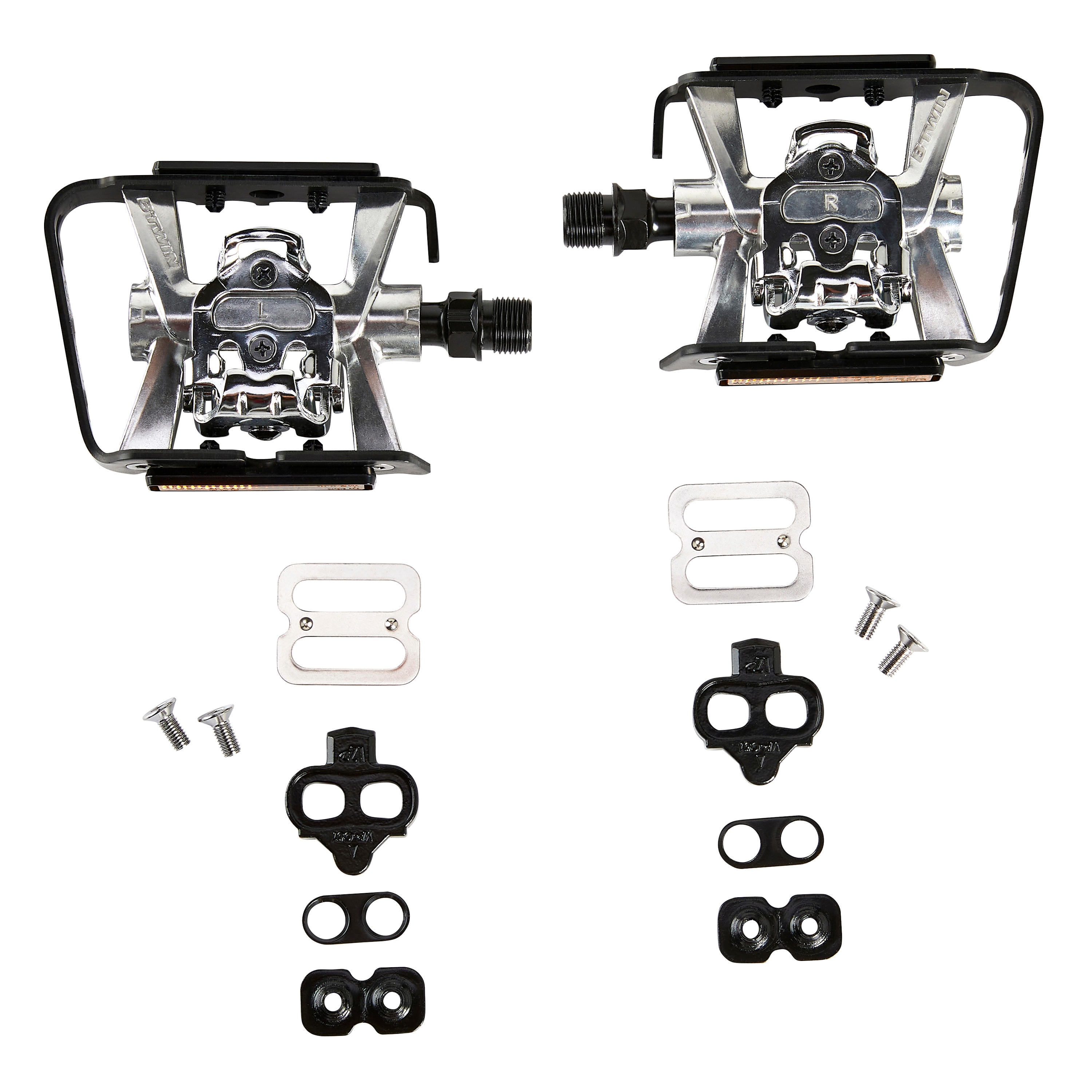 Pédales vtt semi automatiques 500 aluminium noire - Image 1