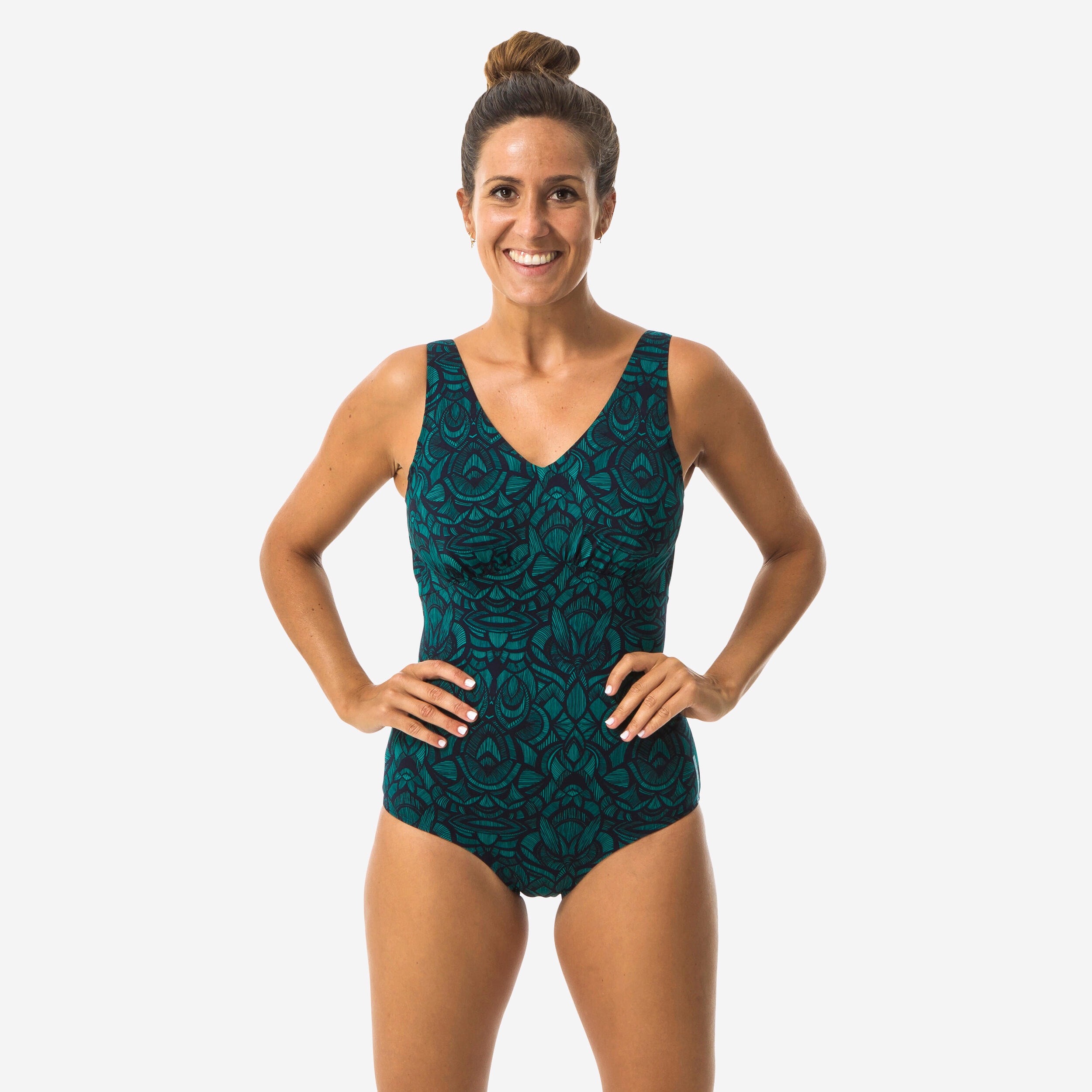 Seconde vie - Maillot de Bain 1 Pièce  Femme Romi Nick Noir Vert - Image 1