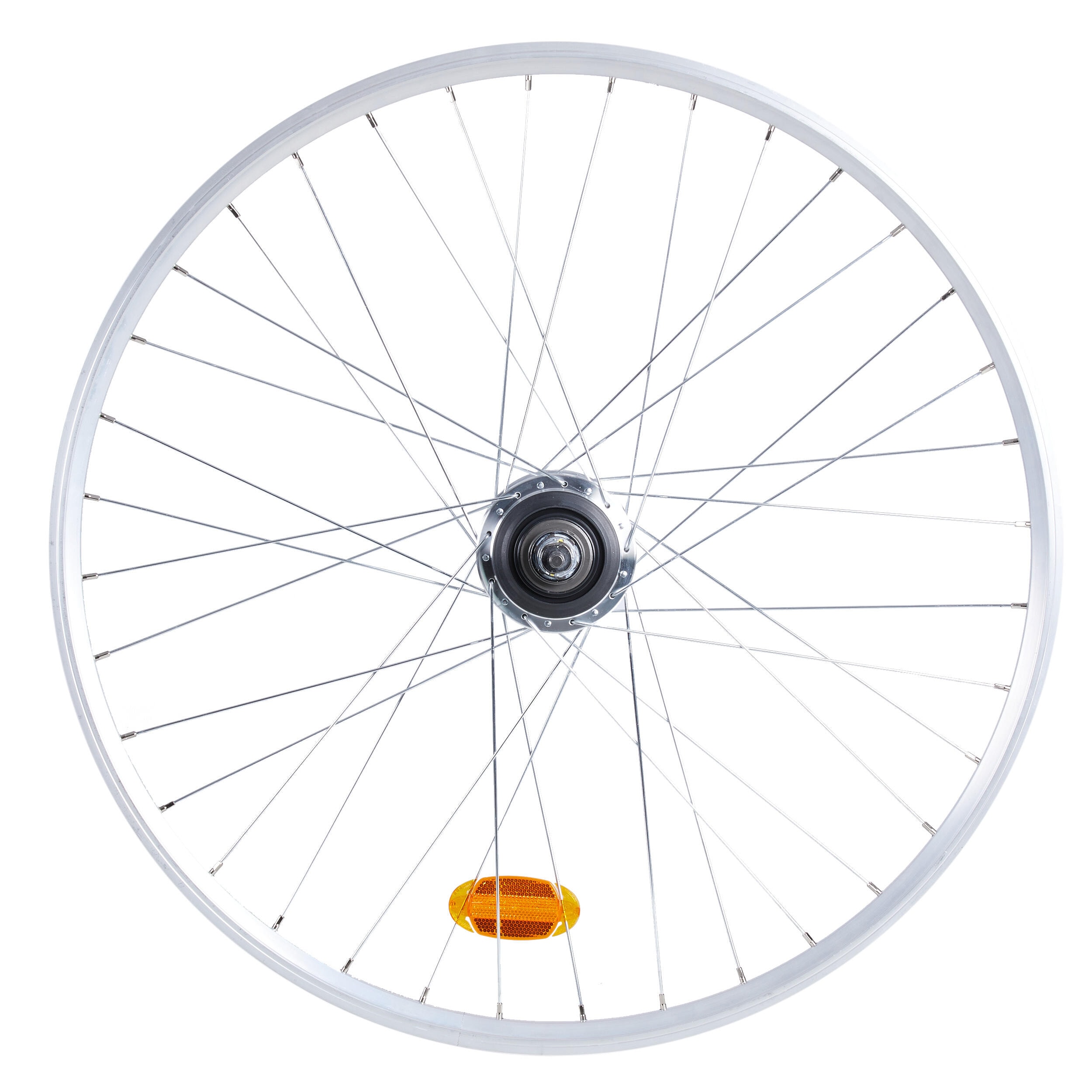 Roue velo ville arrière double paroi nexus 7 argente Elops 540 - Image 1