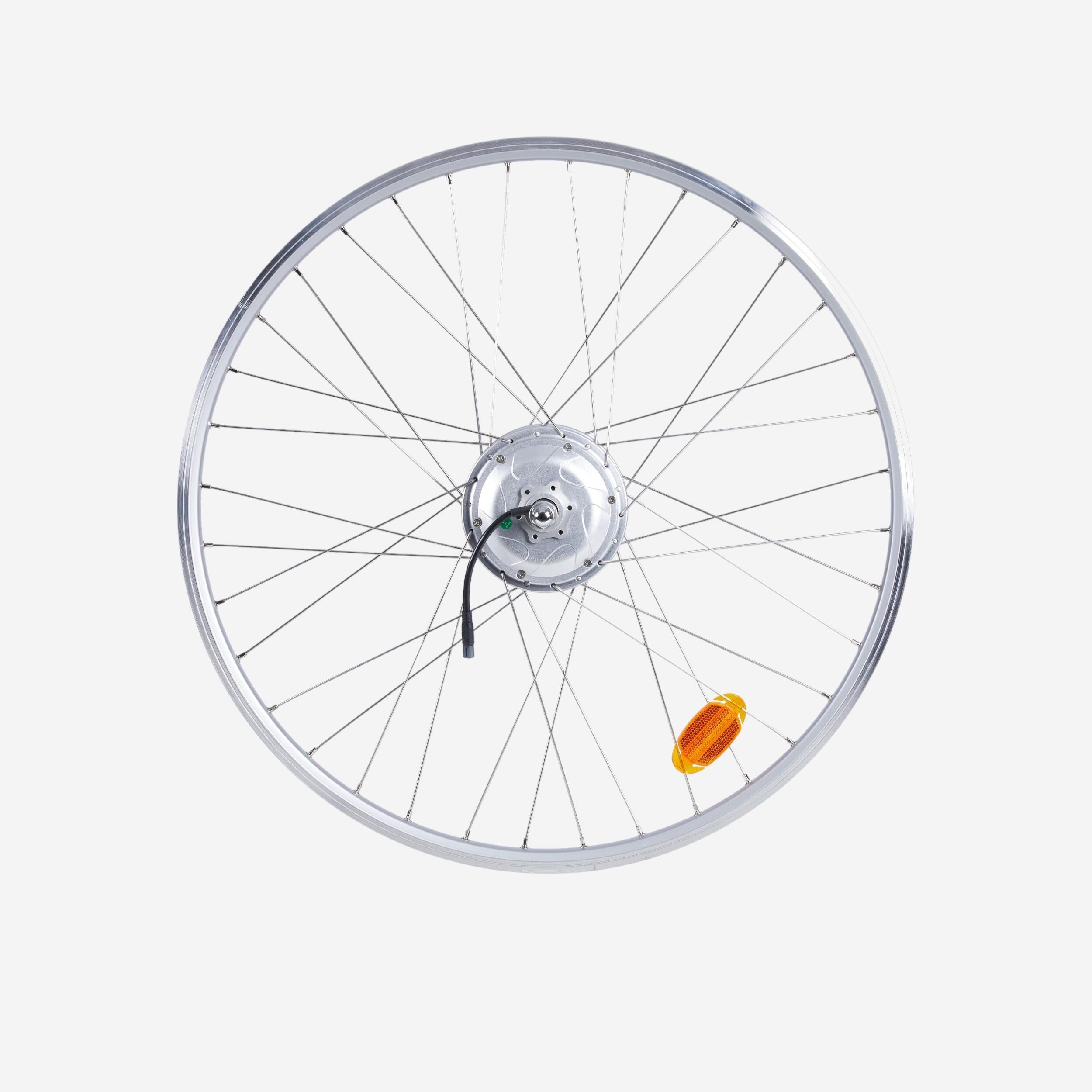 roue arrière vélo ville 28 pouces 36V double paroi argent Elops 120E - Image 1