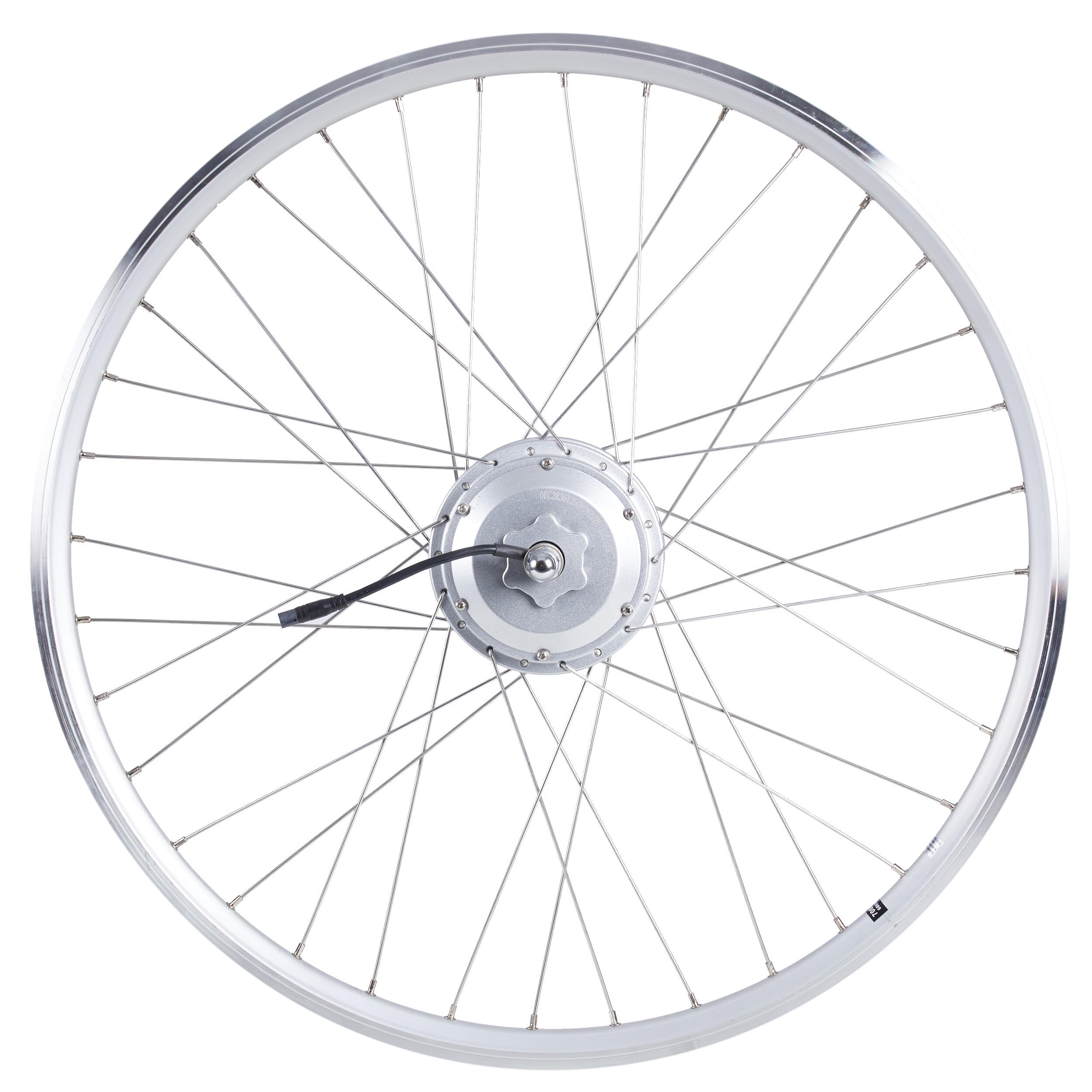 Roue velo ville 28 pouces arrière double parois argente 36V moteur B'Ebike 700 - Image 1