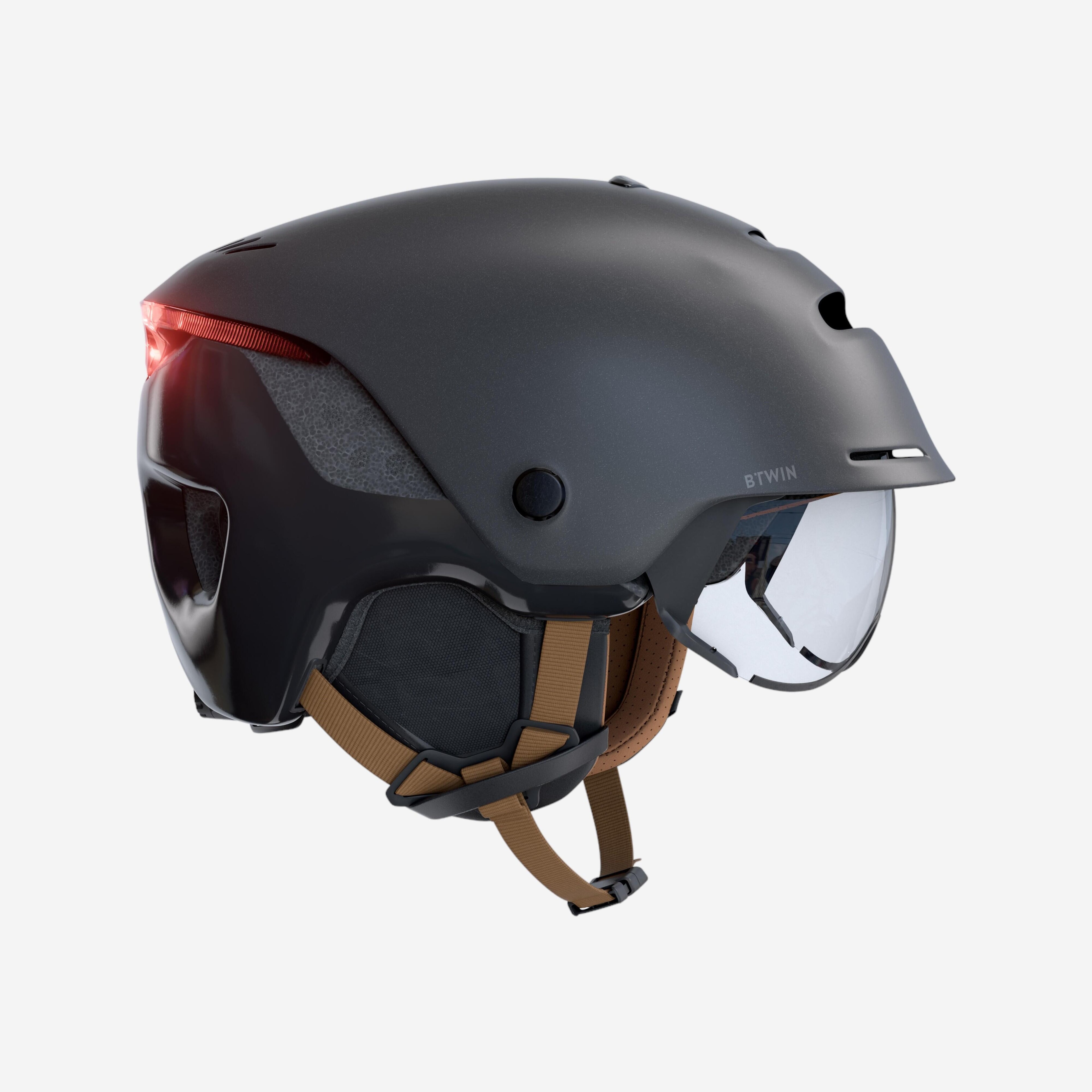 Casque vélo ville 900 - visière et éclairage arrière - noir - Image 1