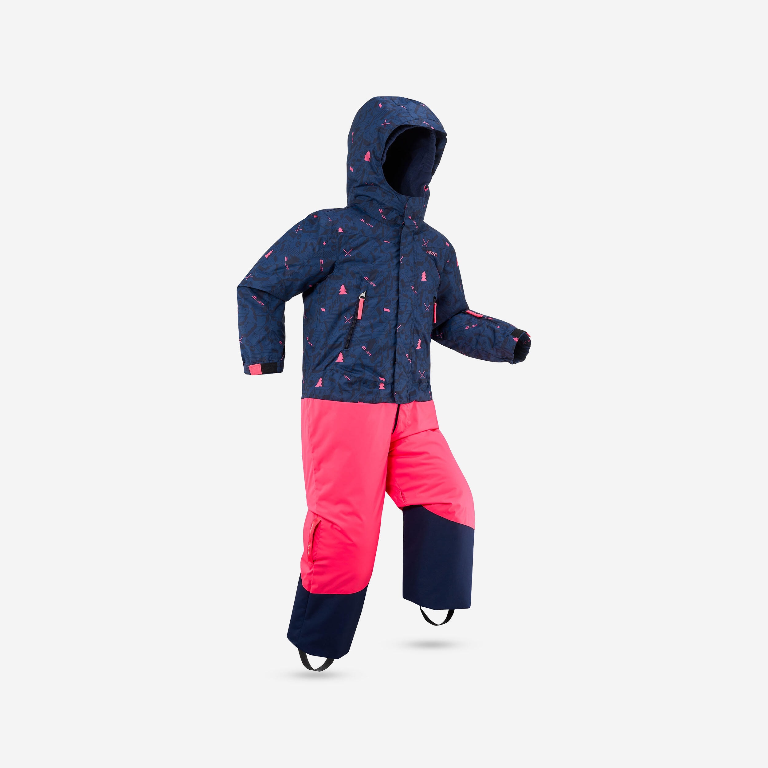 Combinaison de ski enfant chaude et imperméable PNF 500 - Rose et bleue - Image 1