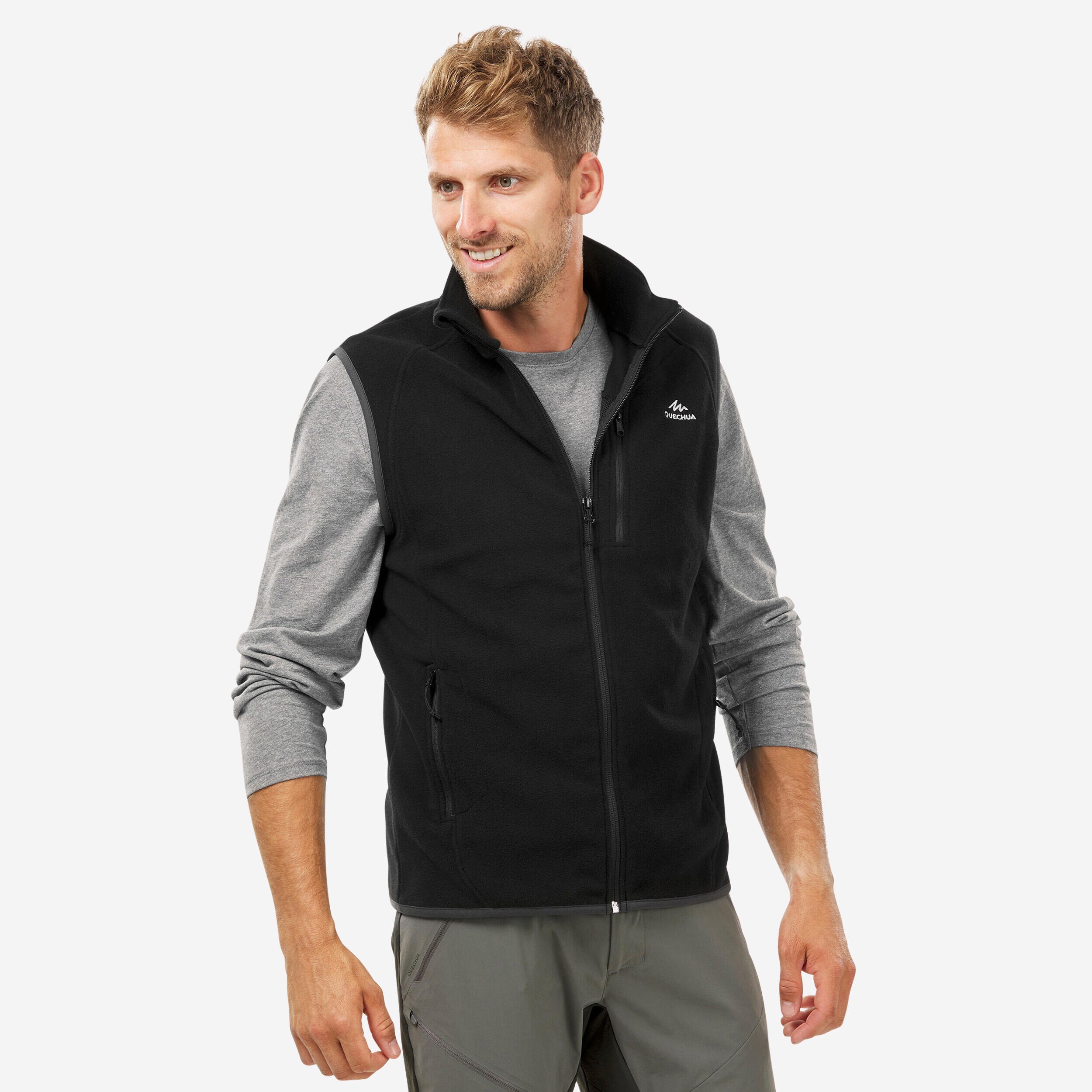 Gilet polaire de randonnée montagne homme, MH100 noir - Image 1
