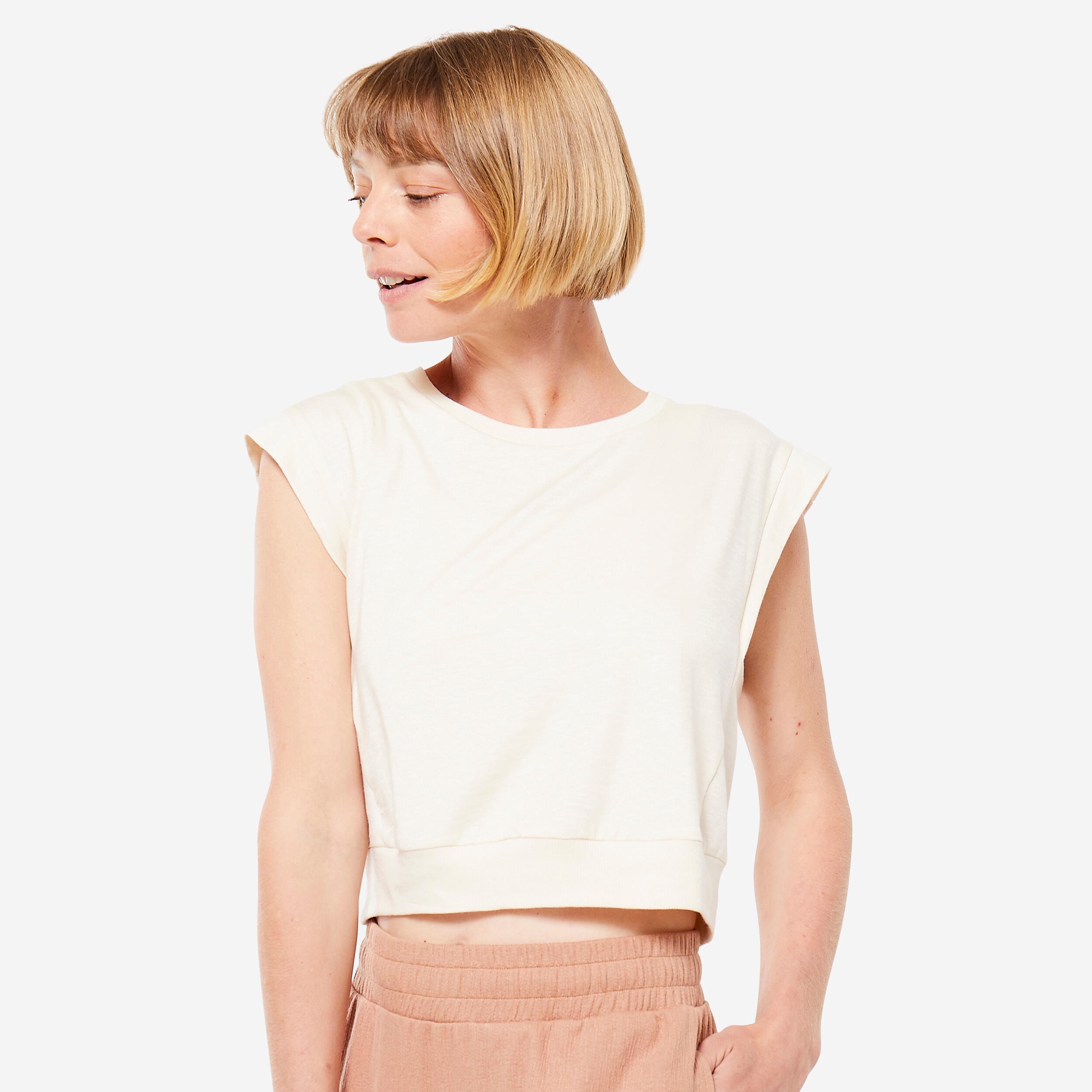 Ts crop loose yoga beige - Image 1