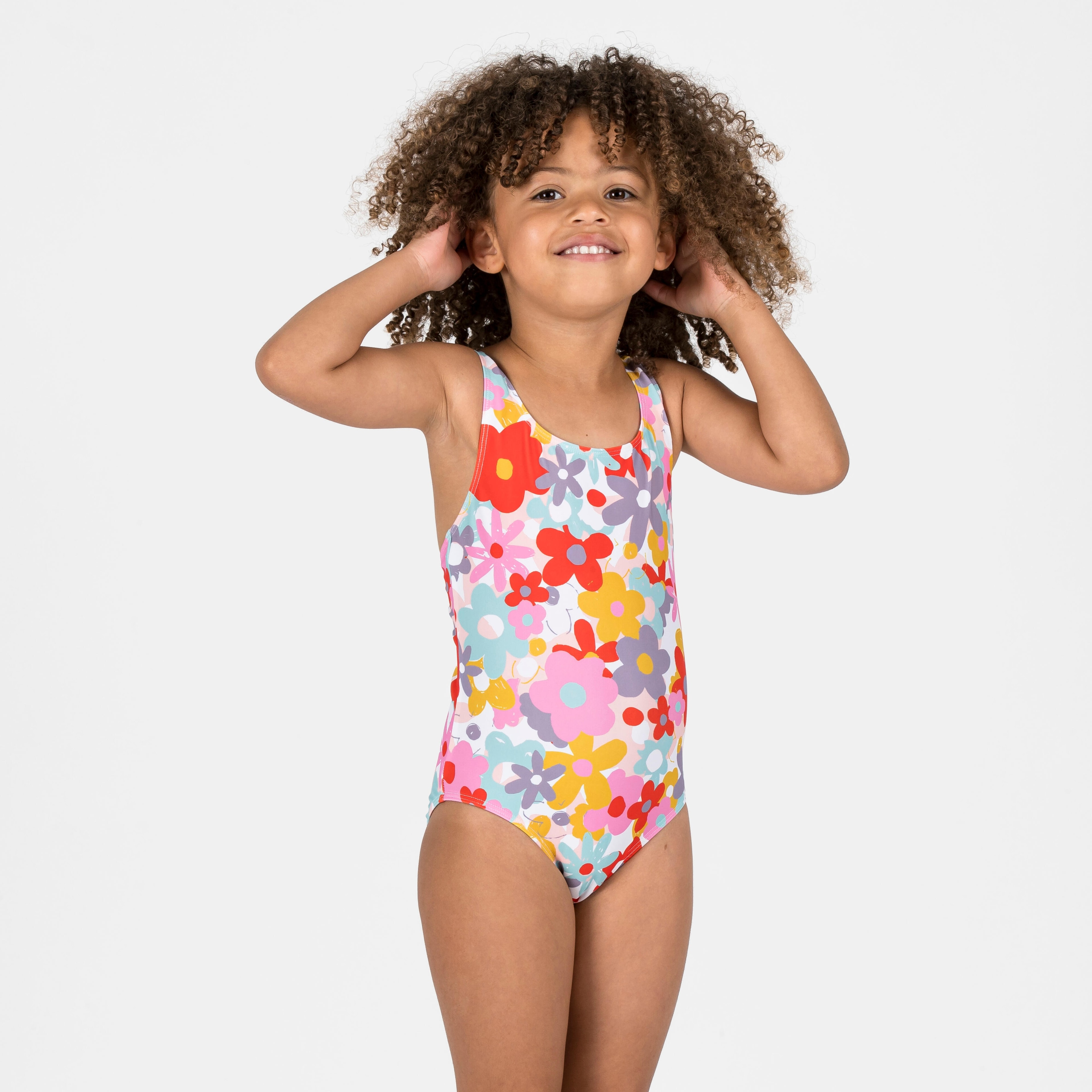 Maillot de bain 1 pièce Bébé / Fille - rouge imprimés fleurs - Image 1