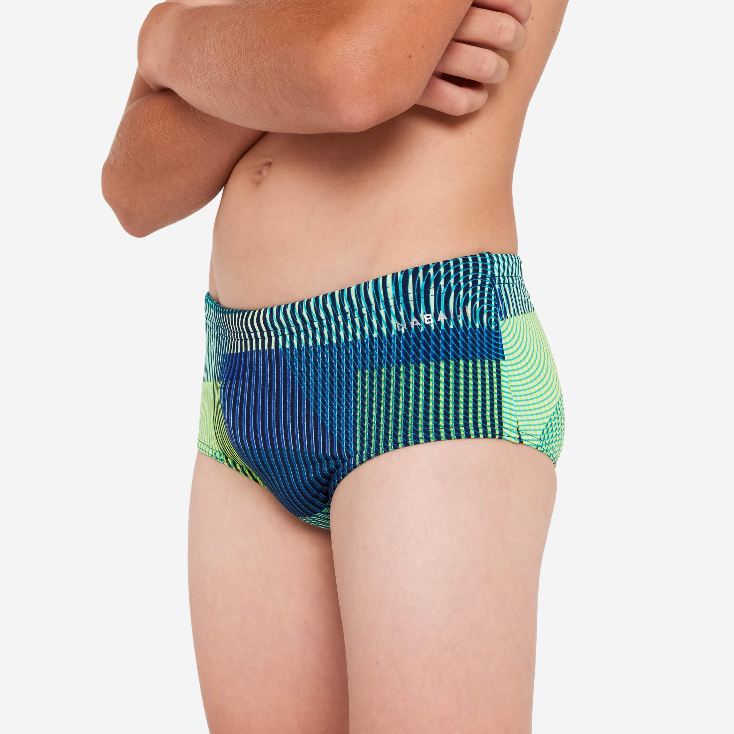 Maillot de bain trunk natation Garçon ado, Side bleu vert - Image 1