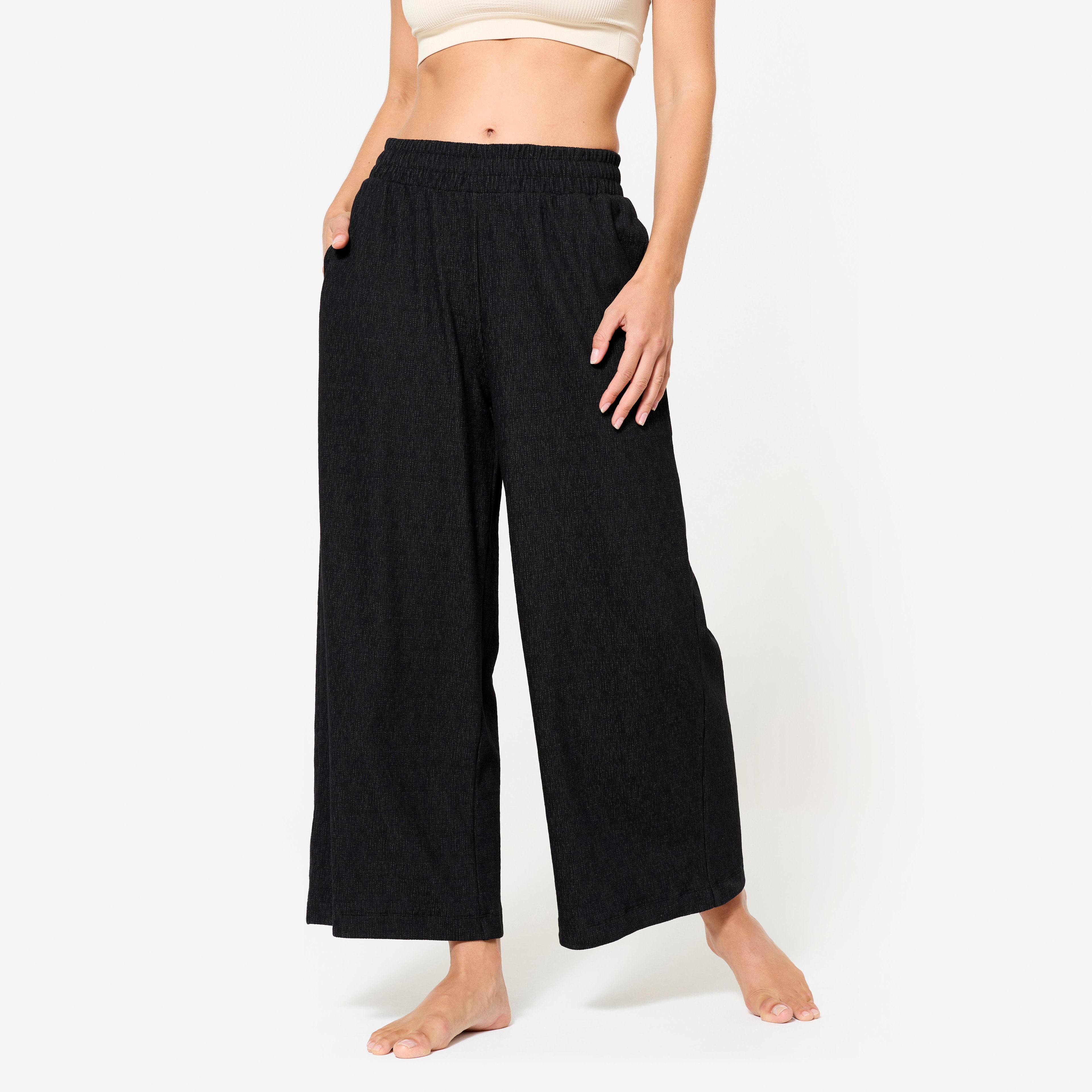 Pantalon yoga de retraite femme, noir graphite - Image 1