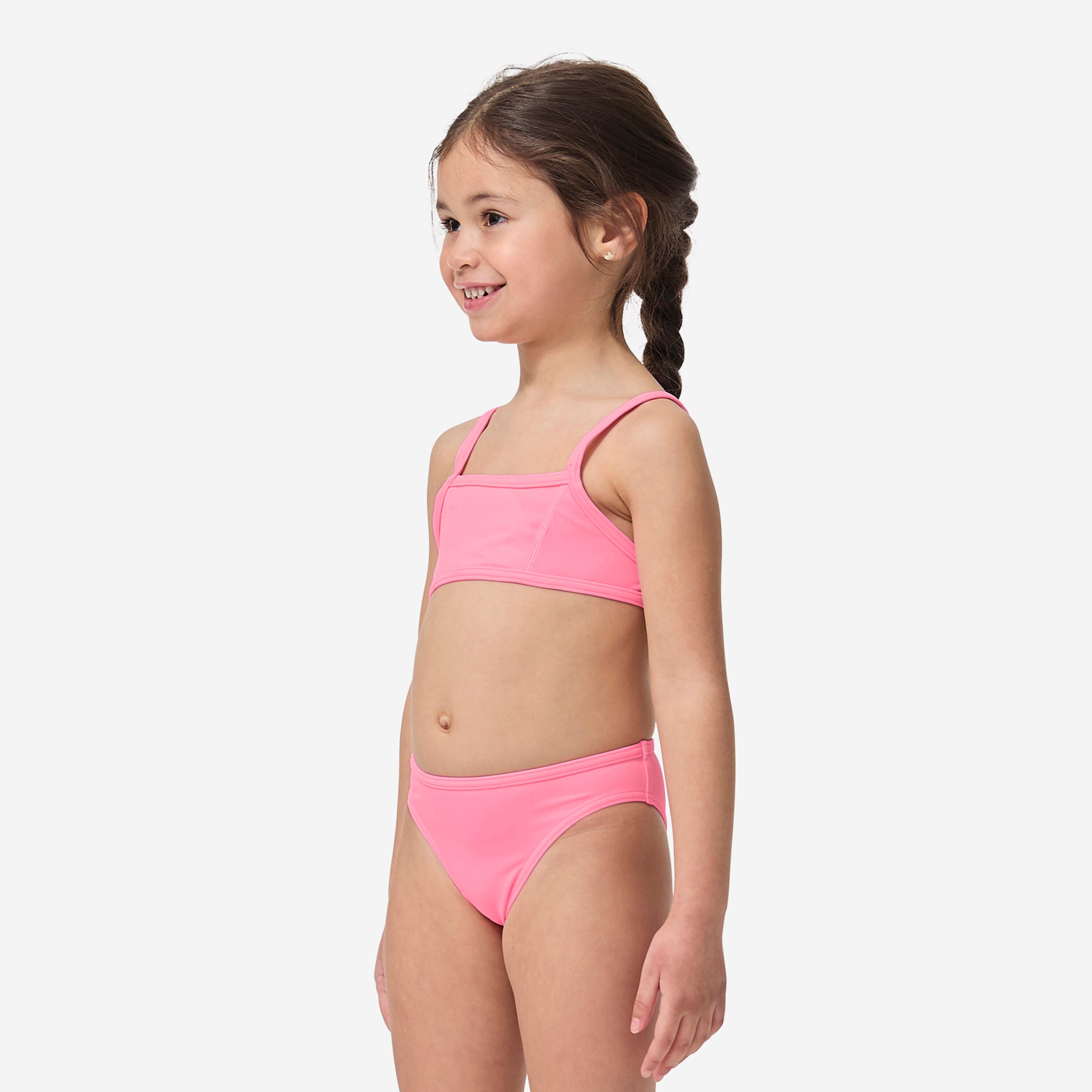 Seconde vie - Maillot de bain 2 pièces surf fille brassiere rose bali 100 - Image 1