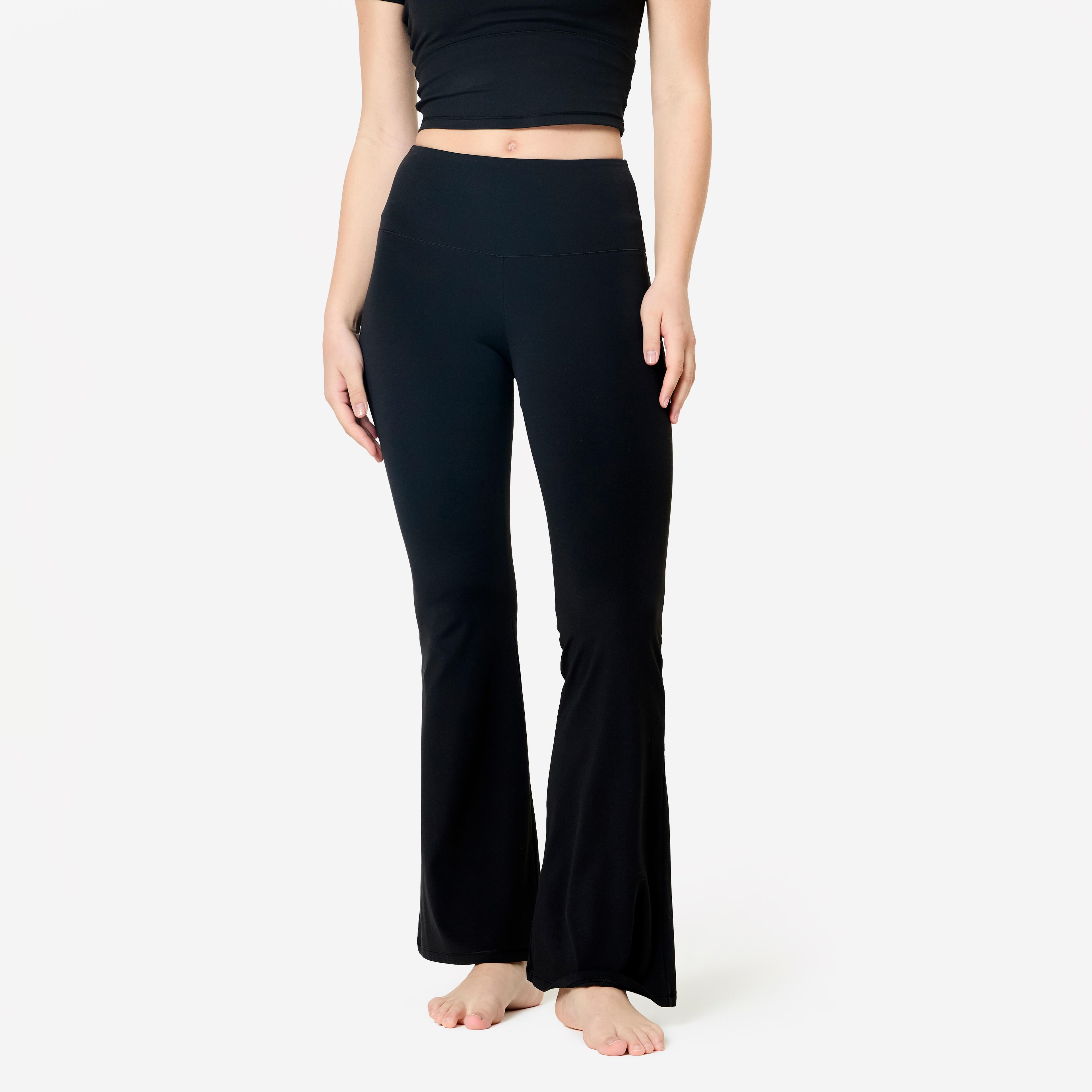 Legging flare de yoga et Pilates extensible et doux, Breathe noir - Image 1