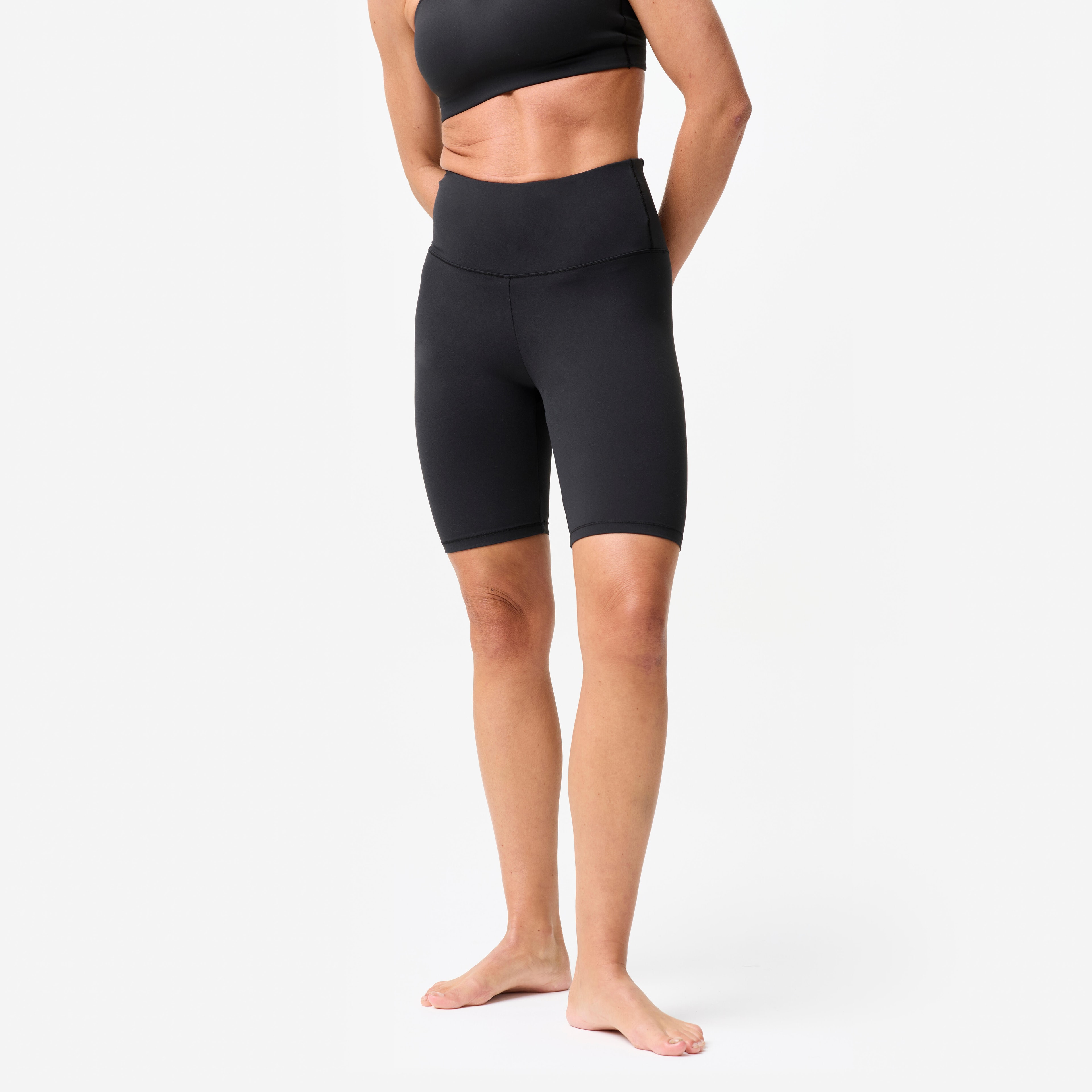 Short biker de yoga et Pilates extensible et doux, Breathe noir - Image 1