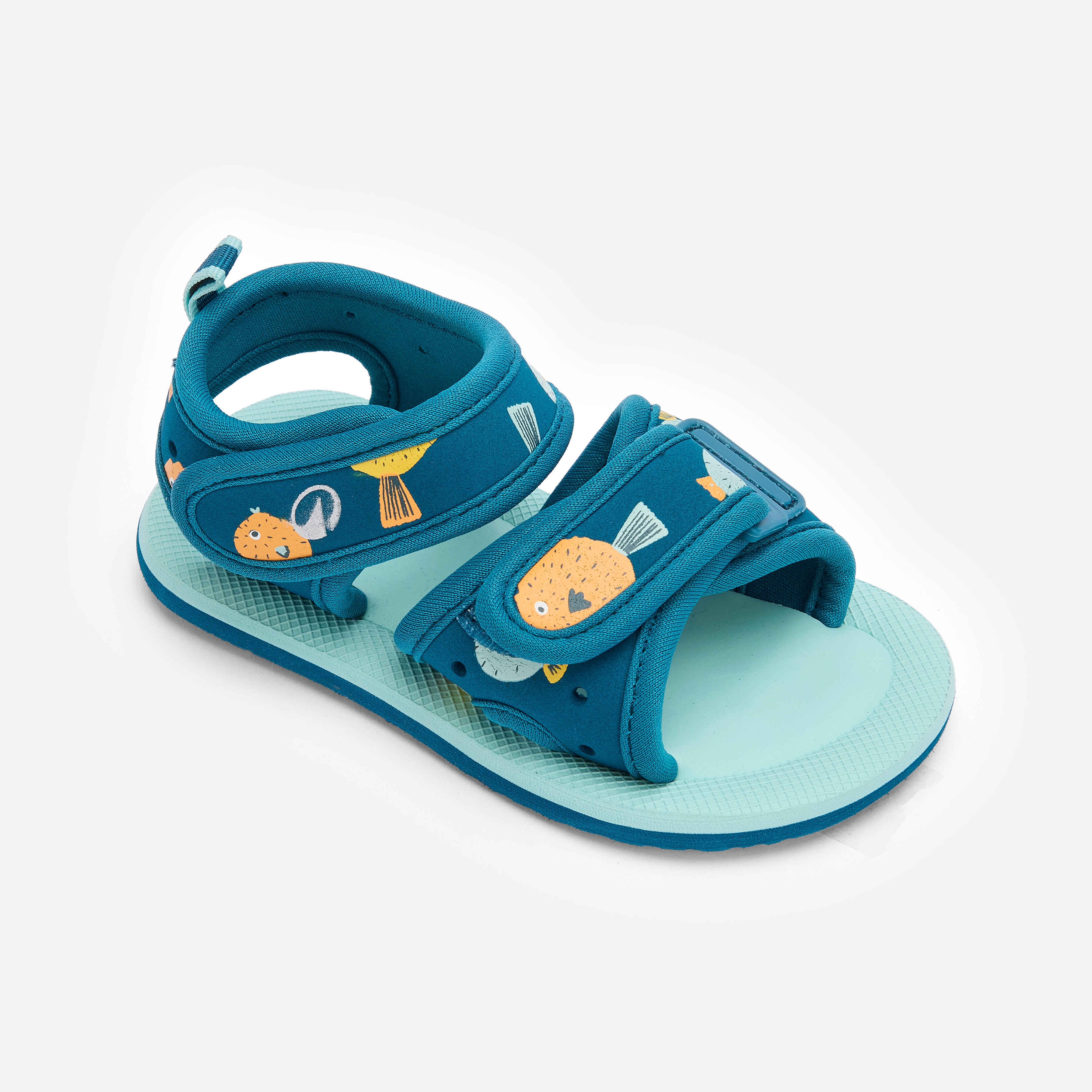 Chaussures sandales de piscine bébé / enfant, poissons bleu - Image 1