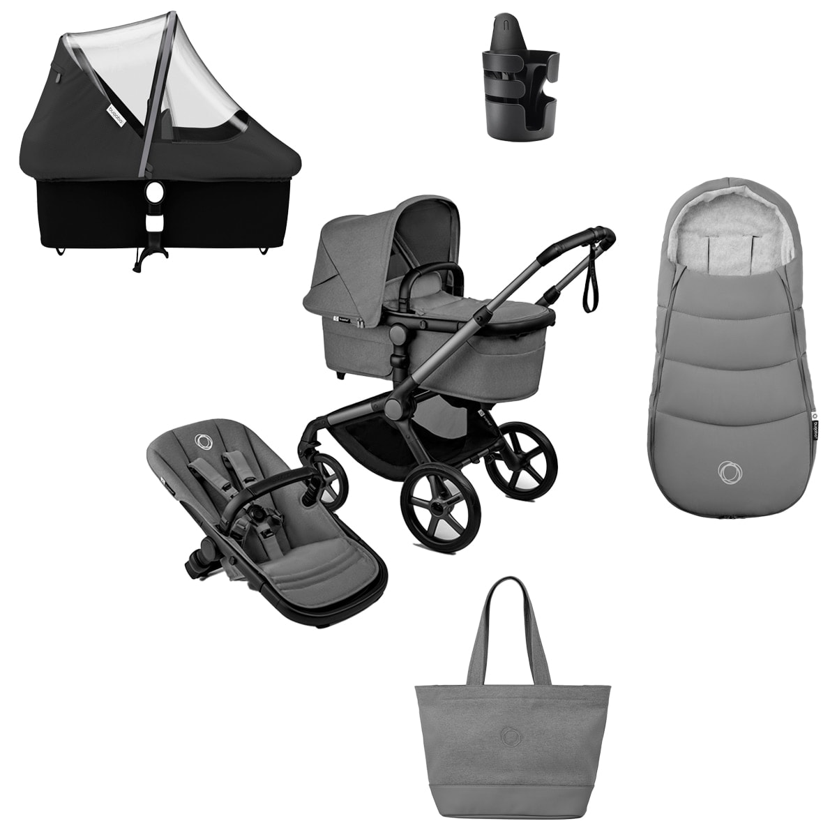 Bugaboo - Pack imprescindibles - invierno gris con saco gris Bugaboo Fox 5 Renew. - Image 1