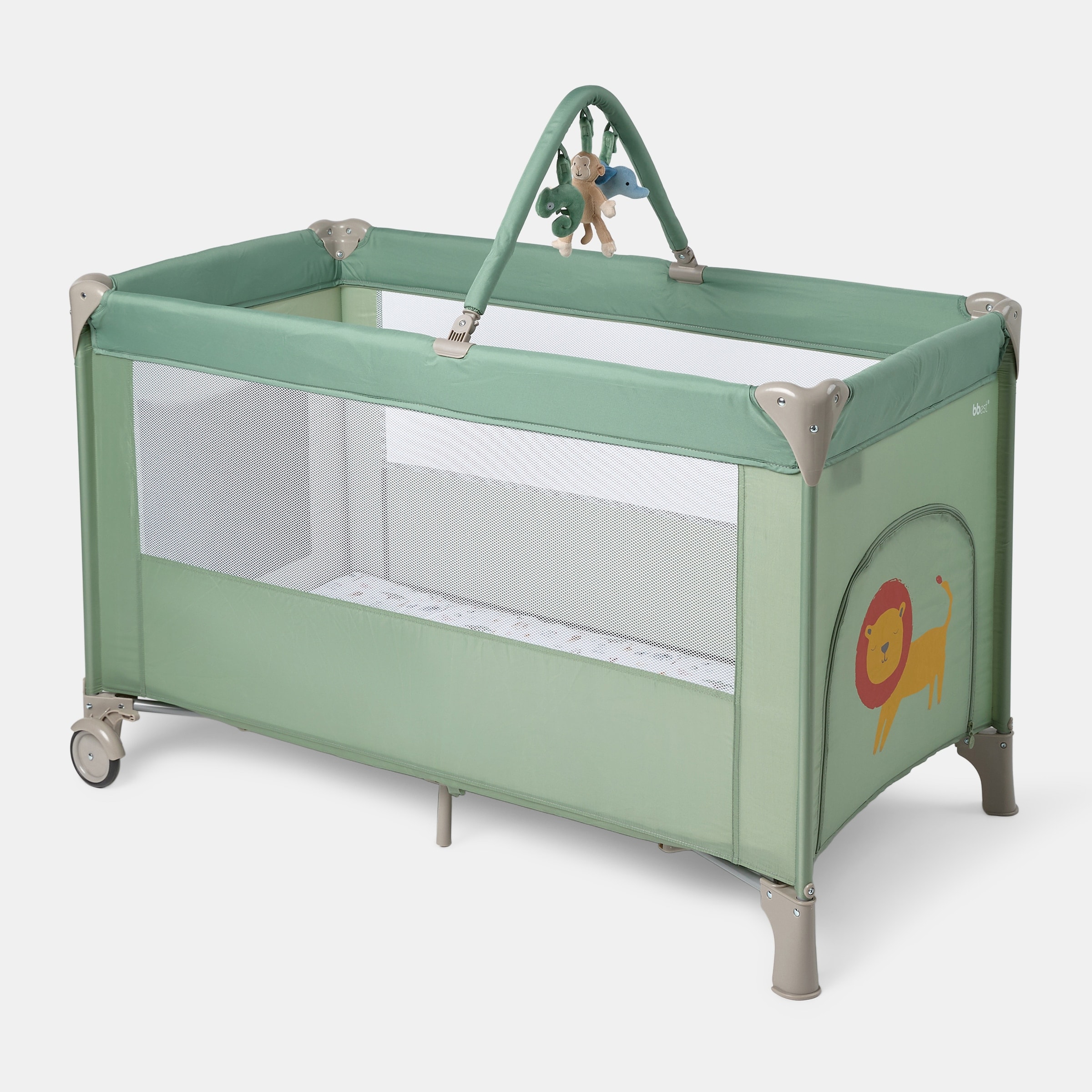 bbest - Cuna de viaje doble nivel con arco de juego Jungle de Bbest. - Image 1