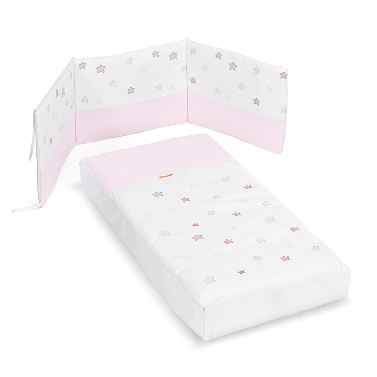 Cotinfant - Juego de Colcha + Protector para cuna (60 x 120 cm.) Cotinfant Star rosa. - Image 1