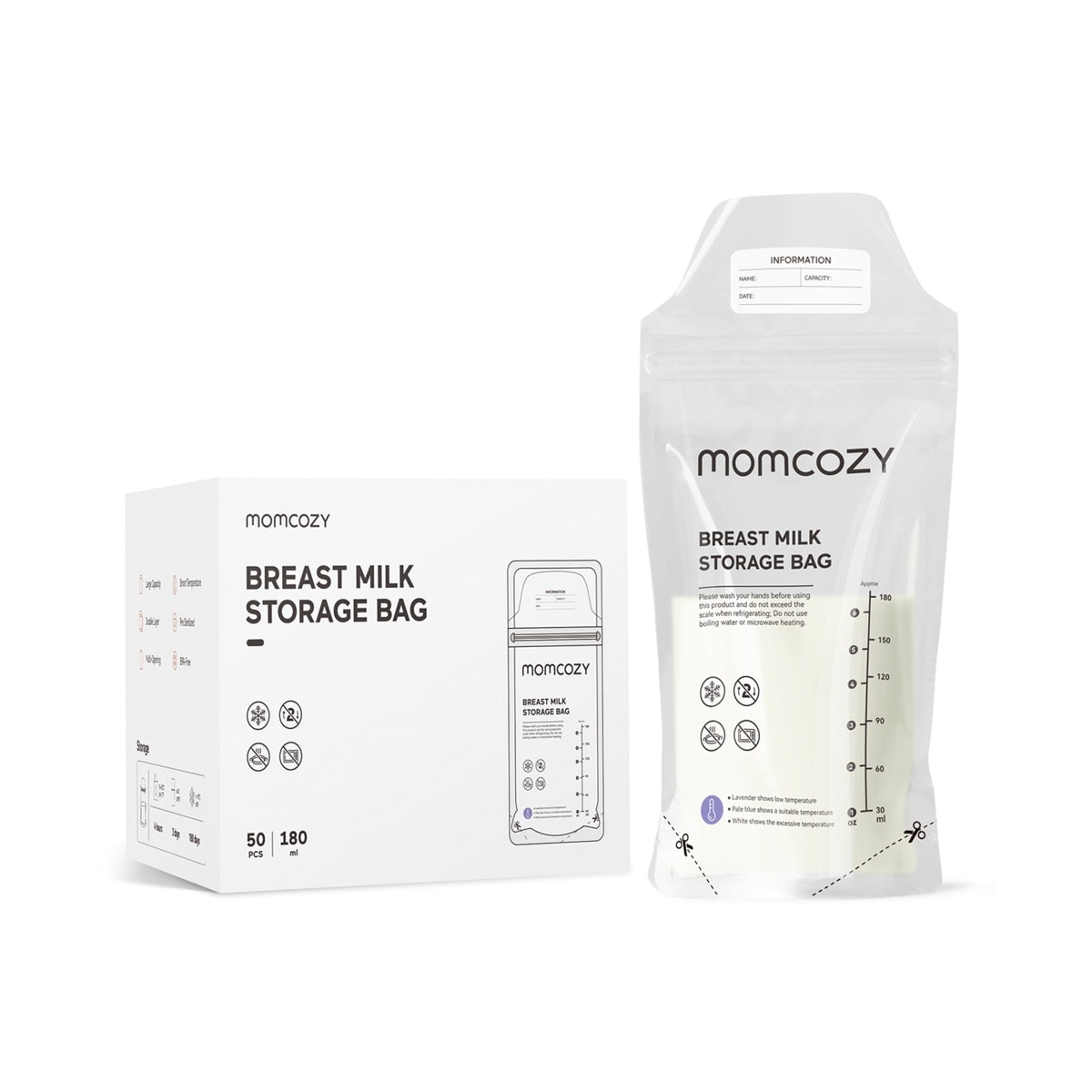 MOMCOZY - Bolsa de almacenamiento para la leche materna MOMCOZY 50 unidades. - Image 1