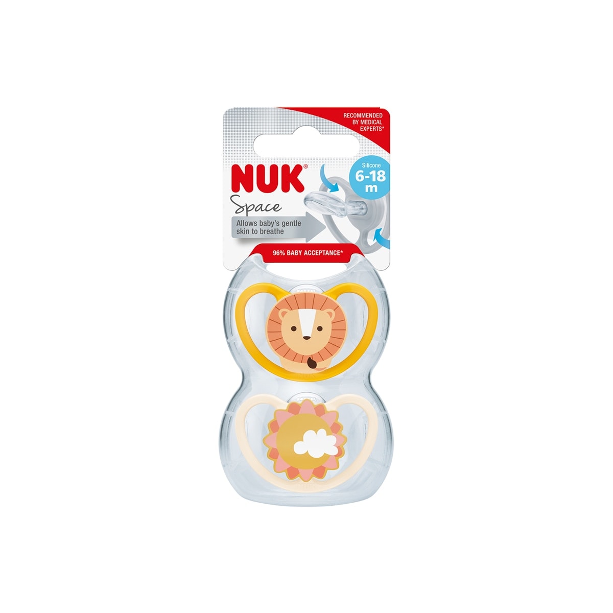 Nuk - Chupetes anatómicos Nuk SPACE de silicona, pack 2ud 6-18meses. - Image 1