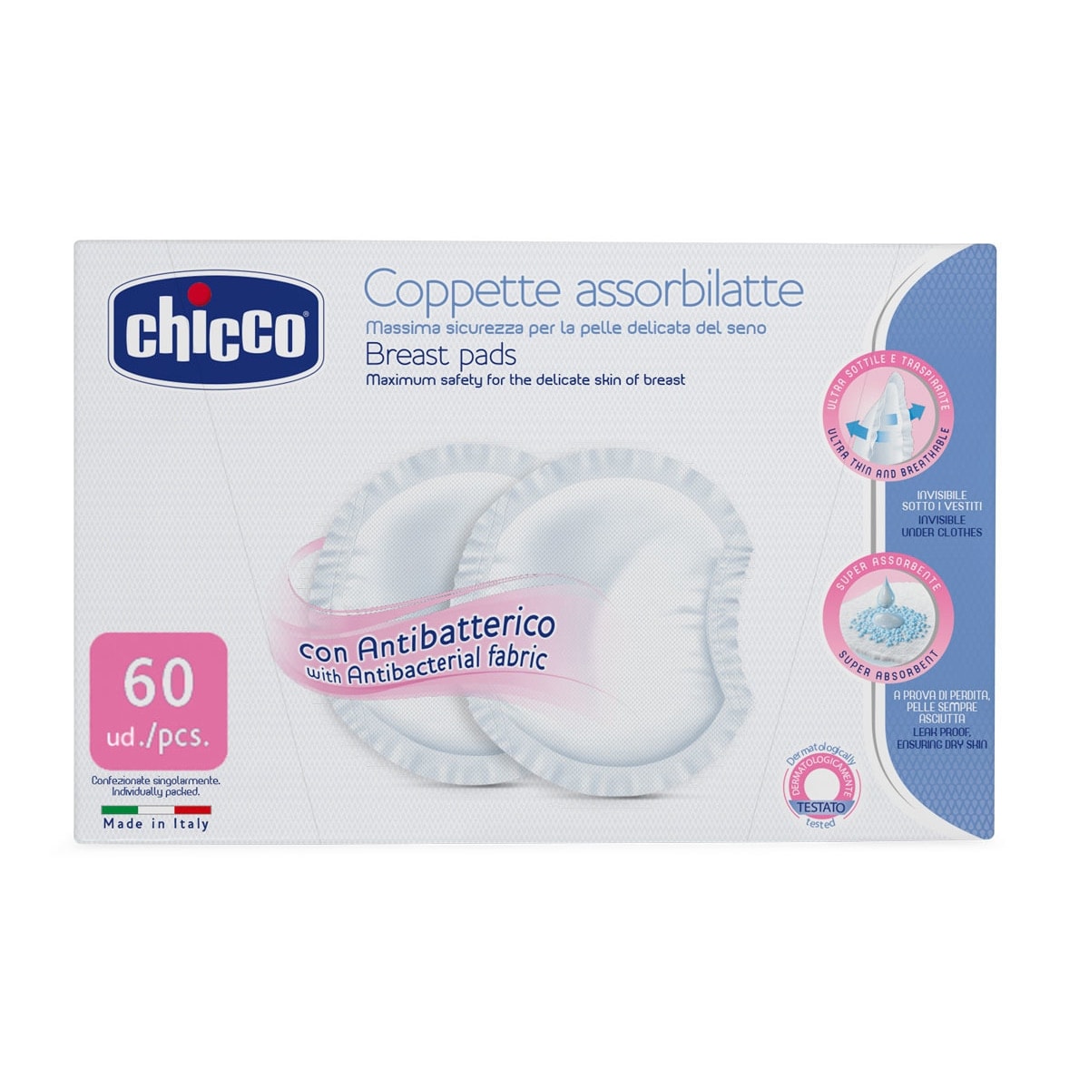 Chicco - Discos Absorbentes Chicco NaturalFeeling con Bactericida (60 unis.). - Image 1